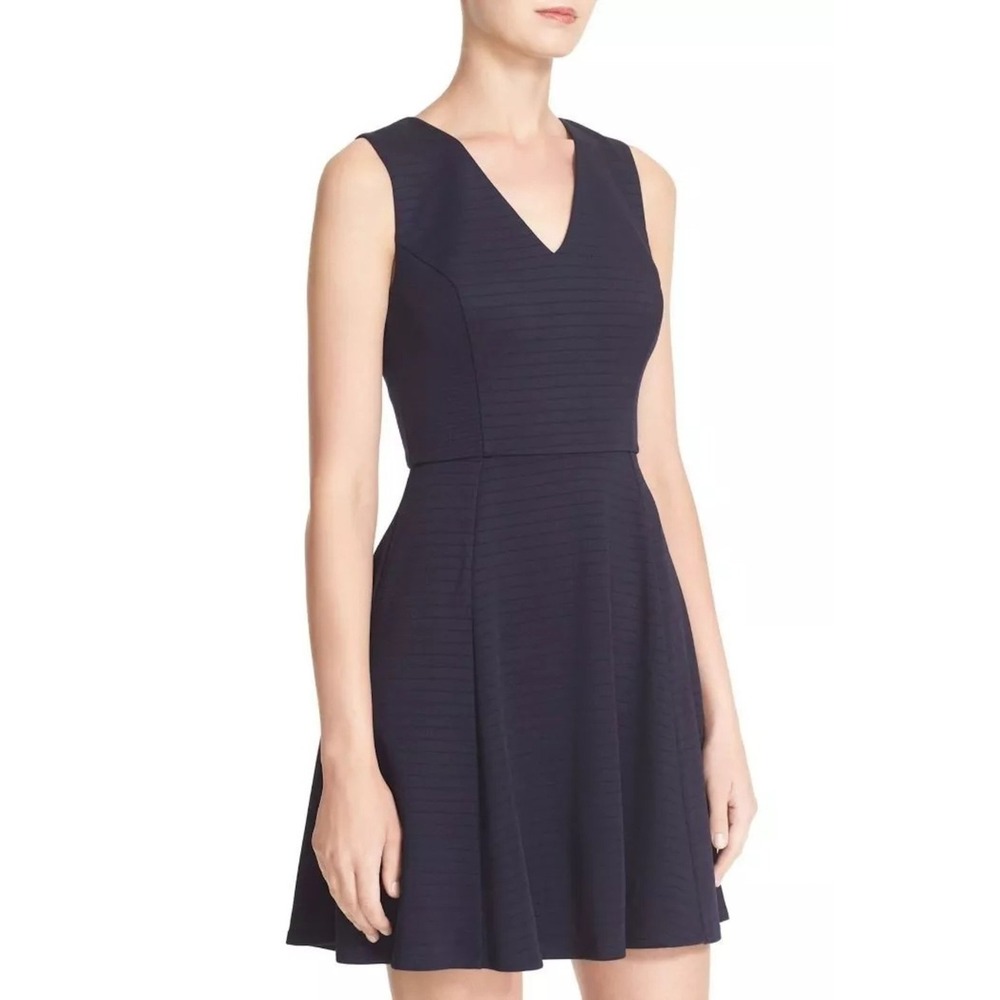 TED BAKER $279 Tawney Navy Blue Skater Fit & Flare Keyhole Dress Size 1 US 4